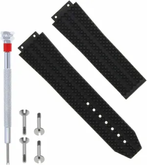 H Big Bang Watch Black With 4 Screws With Screw Driver Ewatchparts 25mm Rubber Band Strap Compatible mortify With Hublot 