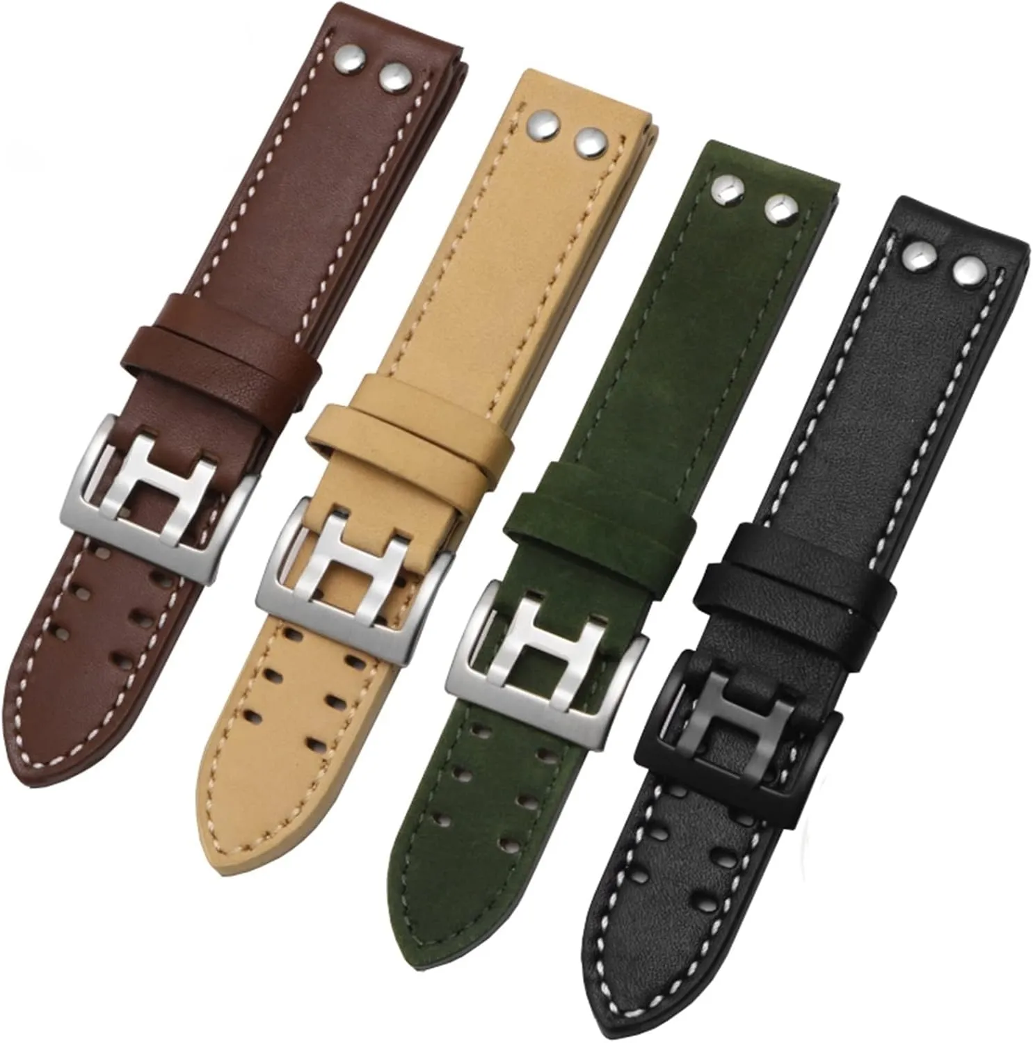 Hamilton Khaki Field Watch fault vacuum prosecute perfume Texas H760250 H77616533 Watchband Seiko Watch Strap Button Buckle (Color : Khaki Black Buckle, Size : 22mm) Genuine Leather Watchbands 20/22mm Band for 