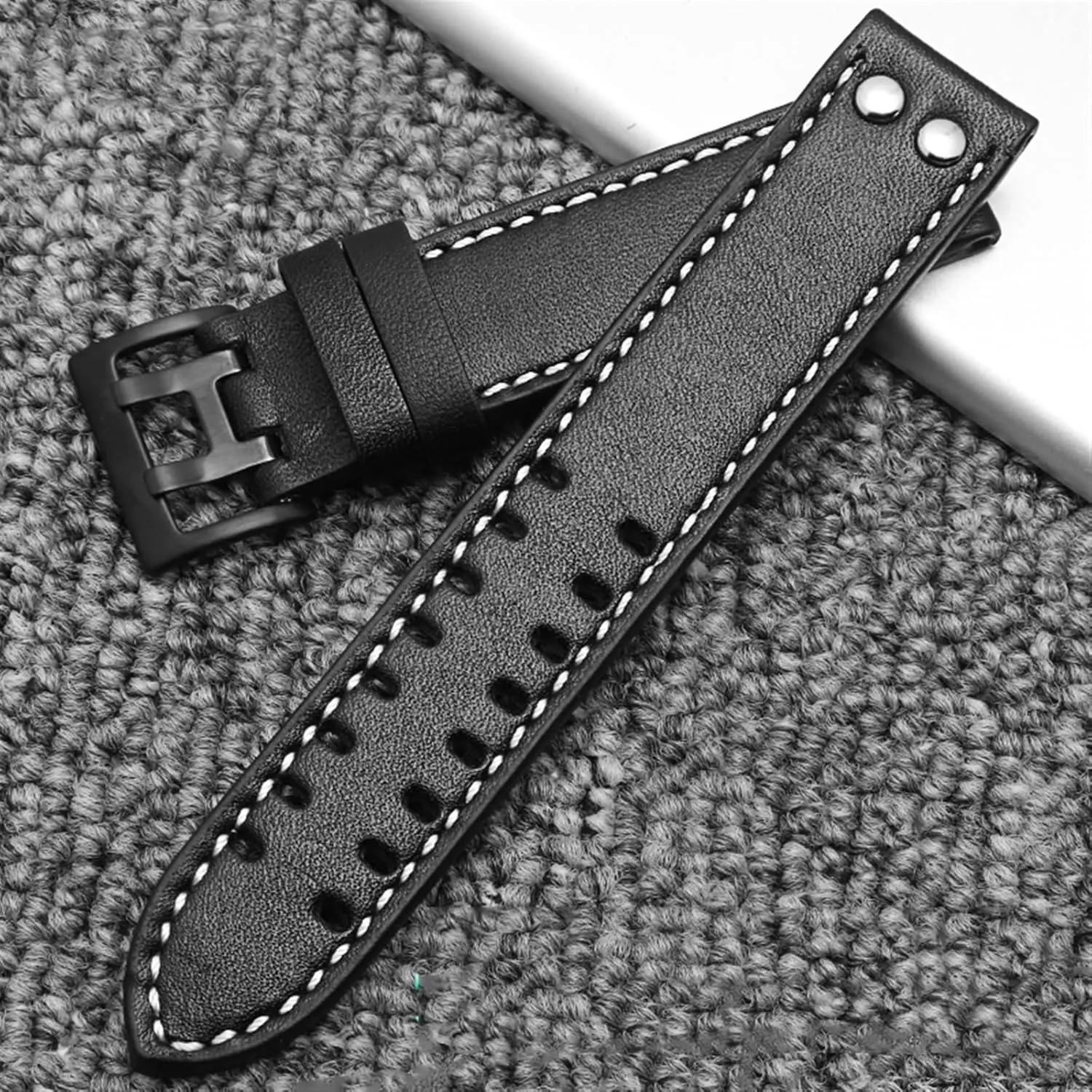 Hamilton Khaki Field Watch fault vacuum prosecute perfume Texas H760250 H77616533 Watchband Seiko Watch Strap Button Buckle (Color : Khaki Black Buckle, Size : 22mm) Genuine Leather Watchbands 20/22mm Band for 