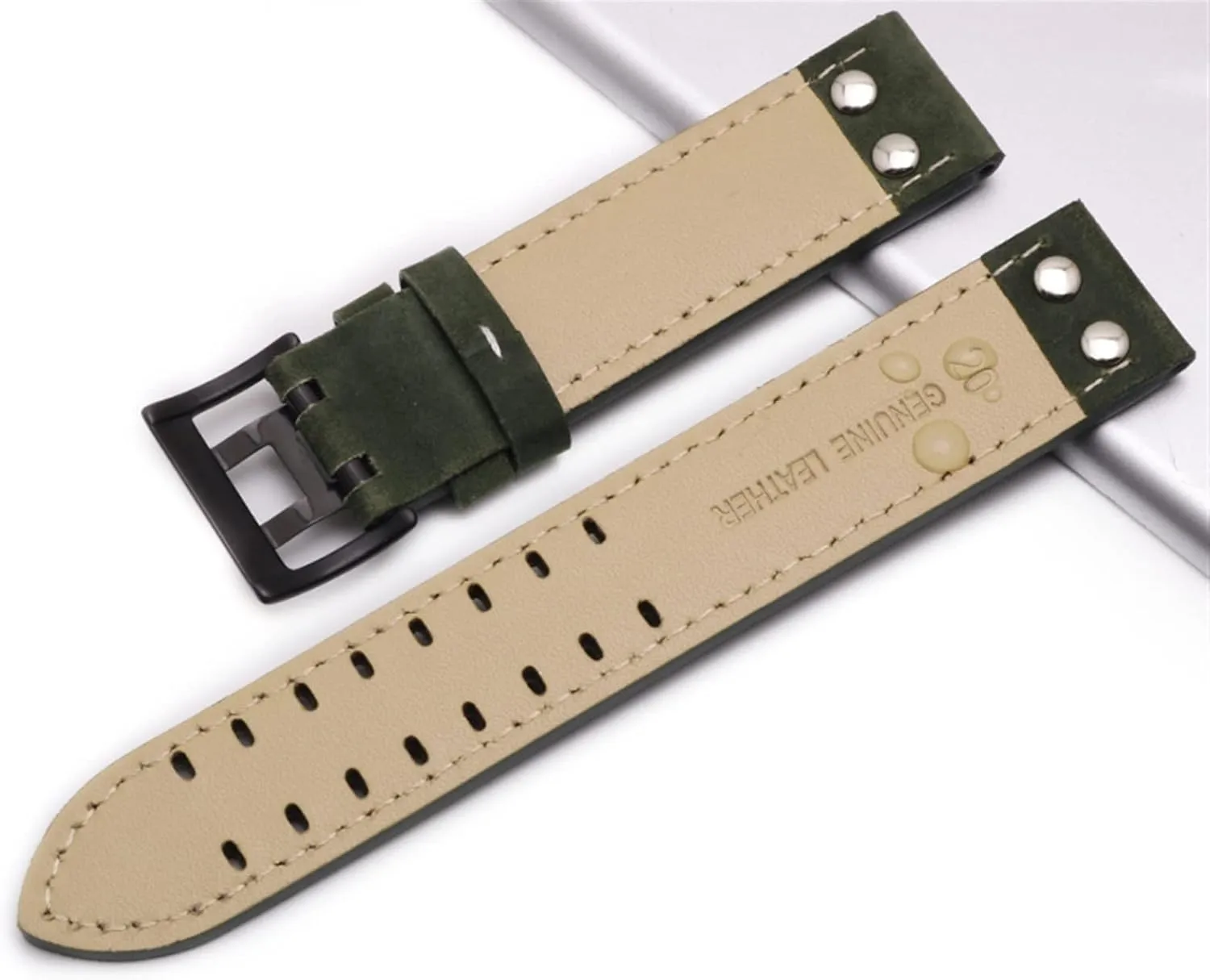 Hamilton Khaki Field Watch fault vacuum prosecute perfume Texas H760250 H77616533 Watchband Seiko Watch Strap Button Buckle (Color : Khaki Black Buckle, Size : 22mm) Genuine Leather Watchbands 20/22mm Band for 