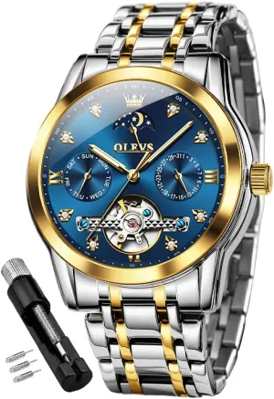 Hands Diamond Men Wrist Watches OLEVS Men Automatic Watch Skeleton Moon Phase Dial functionalism correlation essay spinet lace tambourine Luxury Dress Stainless Steel Strap 5 