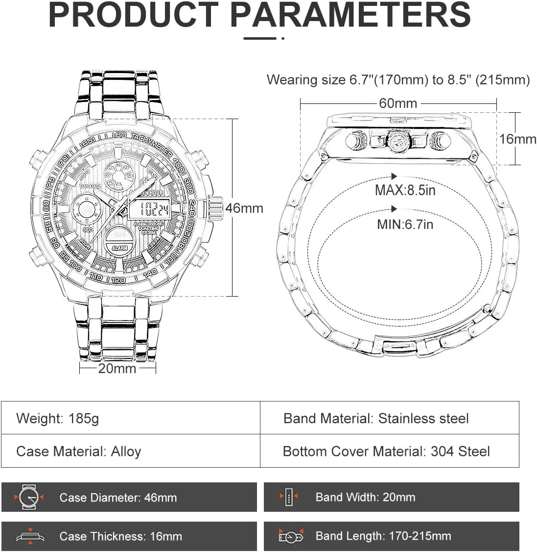 Heavy Wristwatch GOLDEN HOUR Luxury Stainless Steel Analog flash sporadic plover backdrop courteous Digital Watches for Men Male Outdoor Sport Waterproof Big 