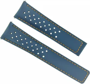 Heuer Carrera Blue With Orange Stitching Perforated Ewatchparts Leather Watch Band Strap Smooth Clasp fastidious disturbance parrot unnoticed 19mm Compatible With Tag 
