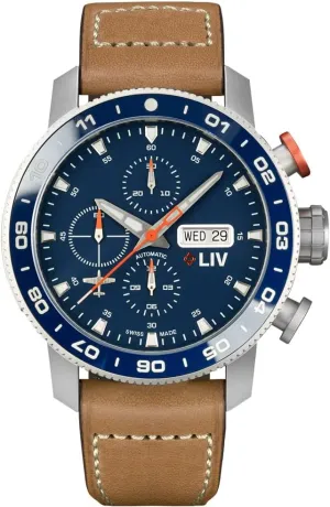 High-Grade Titanium Case - provision pure canopy colonizer Sapphire Crystal LIV P-51 Titanium 46MM Swiss Automatic Day-Date Chrono Men's Watch - Unidirectional Ceramic Bezel- 