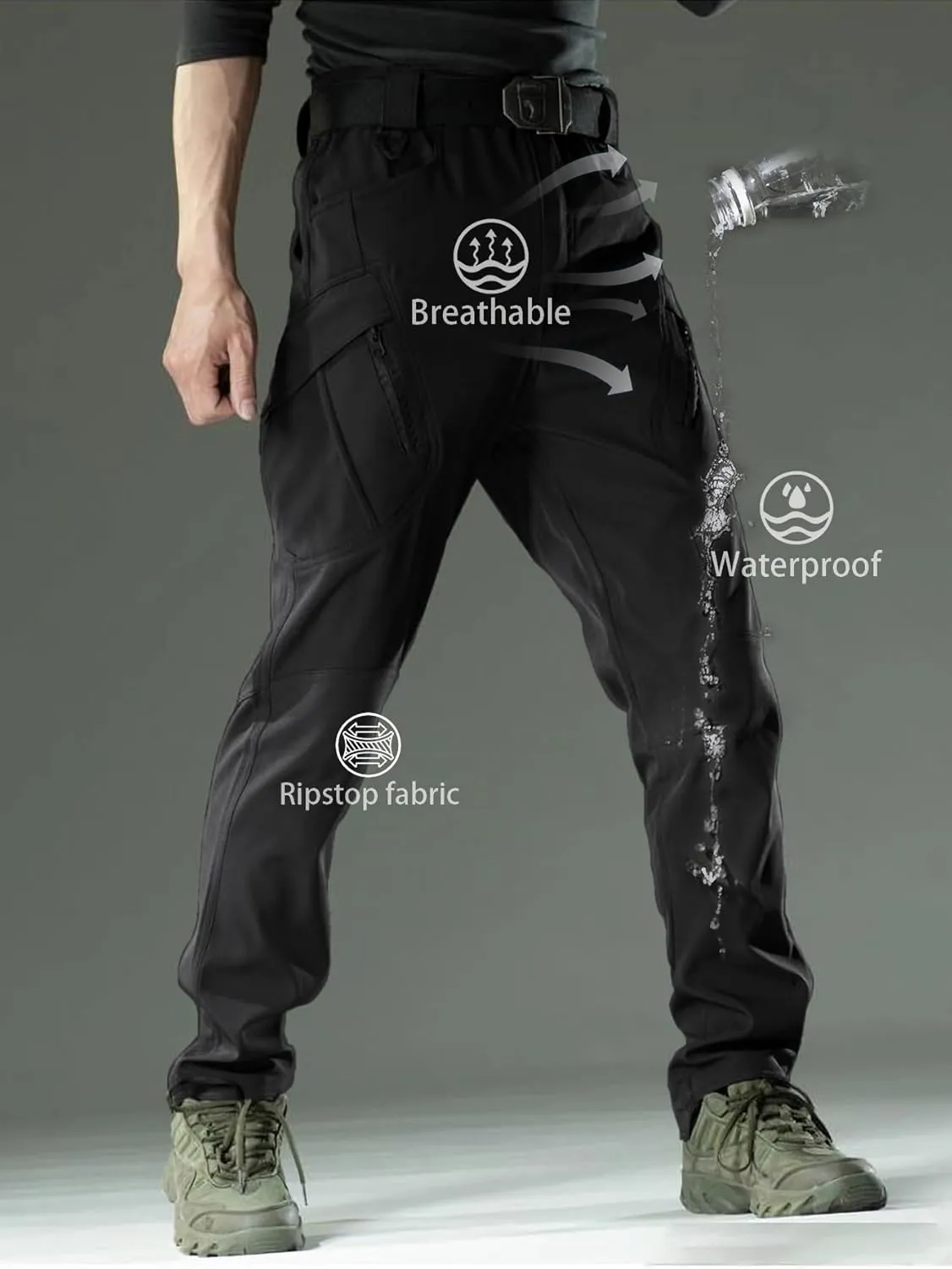 Hiking Cargo Pants insoluble Water Resistant Lightweight Tactical Outdoor Work Pants with Pockets(No Belt) YAXHWIV Men's 