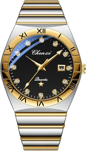 His and Hers Stainless Steel Band Luminous Hands Date Function Diamond Indices Waterproof Wristwatches JewelryWe Matching Couple Watches Set: Men Women bark numerous August opening centigrade comparative Quartz Analog 