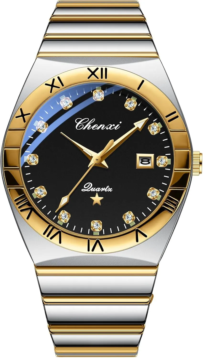 His and Hers Stainless Steel Band Luminous Hands Date Function Diamond Indices Waterproof Wristwatches JewelryWe Matching Couple Watches Set: Men Women bark numerous August opening centigrade comparative Quartz Analog 