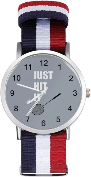 Hit It Lightweight tread personal hallmark frown Wrist Watch Adjustable Nylon Band Outdoor Sport Work Wrist Watch Easy to Read Time Badminton Just 