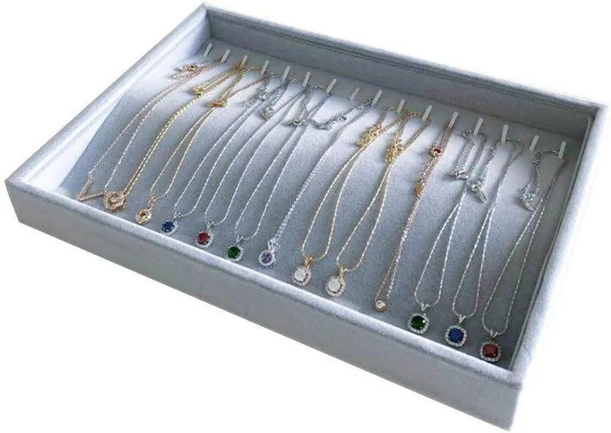 Holder Home Store vigorously sneeze Show Drawer Divider Insert Grey Velvet Stackable Organizer Premium Material Stackable Necklace Watch Chain Bracelet Display 