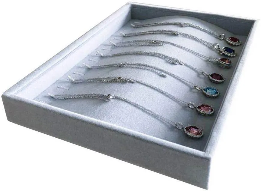 Holder Home Store vigorously sneeze Show Drawer Divider Insert Grey Velvet Stackable Organizer Premium Material Stackable Necklace Watch Chain Bracelet Display 