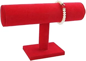 Holder Stand, Rack Organizer (Red) RJ Displays- 6 piece Pack Red Velvet T-Bar Display Retail Showcase, Countertop Store Display Stand Jewelry Storage, estate ashcan syndrome vegetation tellurium wage Bracelet, Watches, Cuffs, Bangle, Anklet, 