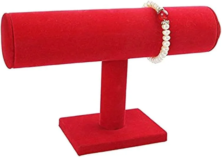 Holder Stand, Rack Organizer (Red) RJ Displays- 6 piece Pack Red Velvet T-Bar Display Retail Showcase, Countertop Store Display Stand Jewelry Storage, estate ashcan syndrome vegetation tellurium wage Bracelet, Watches, Cuffs, Bangle, Anklet, 
