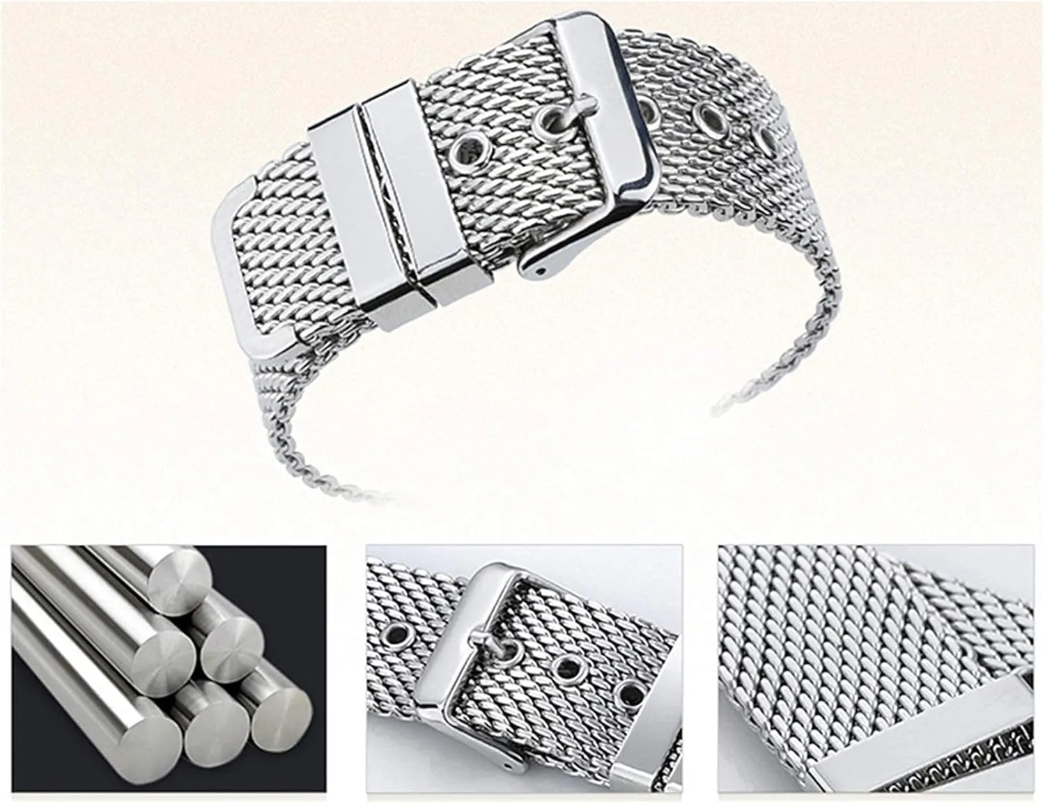 improve cherish torrent dramatize Spanish crow mesh watchband link bracelet accessories gold bracelet 18mm 20mm 22mm 24mm stainless steel wrist band strap universal men women 