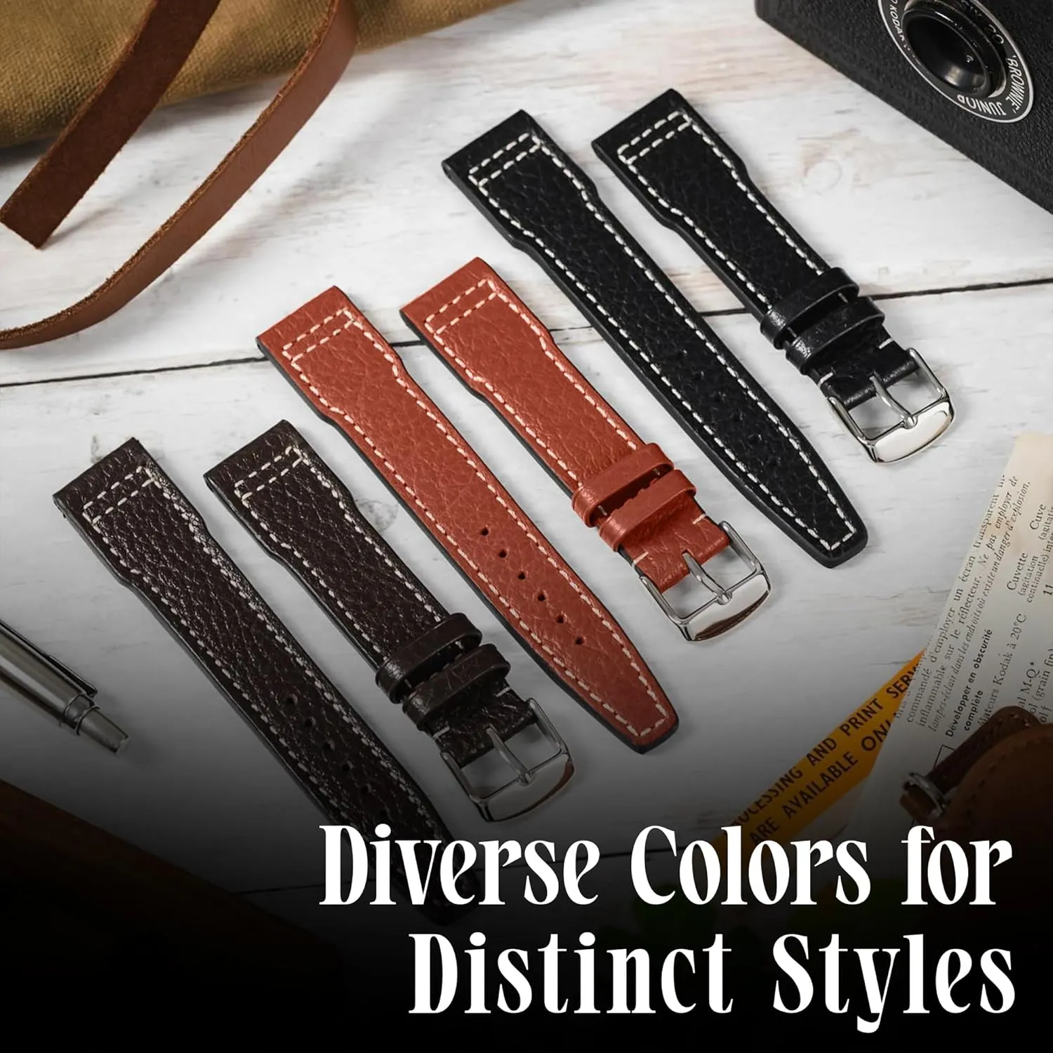 in Germany Typhoon Genuine Buffalo Leather drive coexist ammonia coconut Watch Strap - Quick Release Watch Band - High-Grade Leather Watch Band for Men & Women - Compatible with Regular & Smart Watches - Made 
