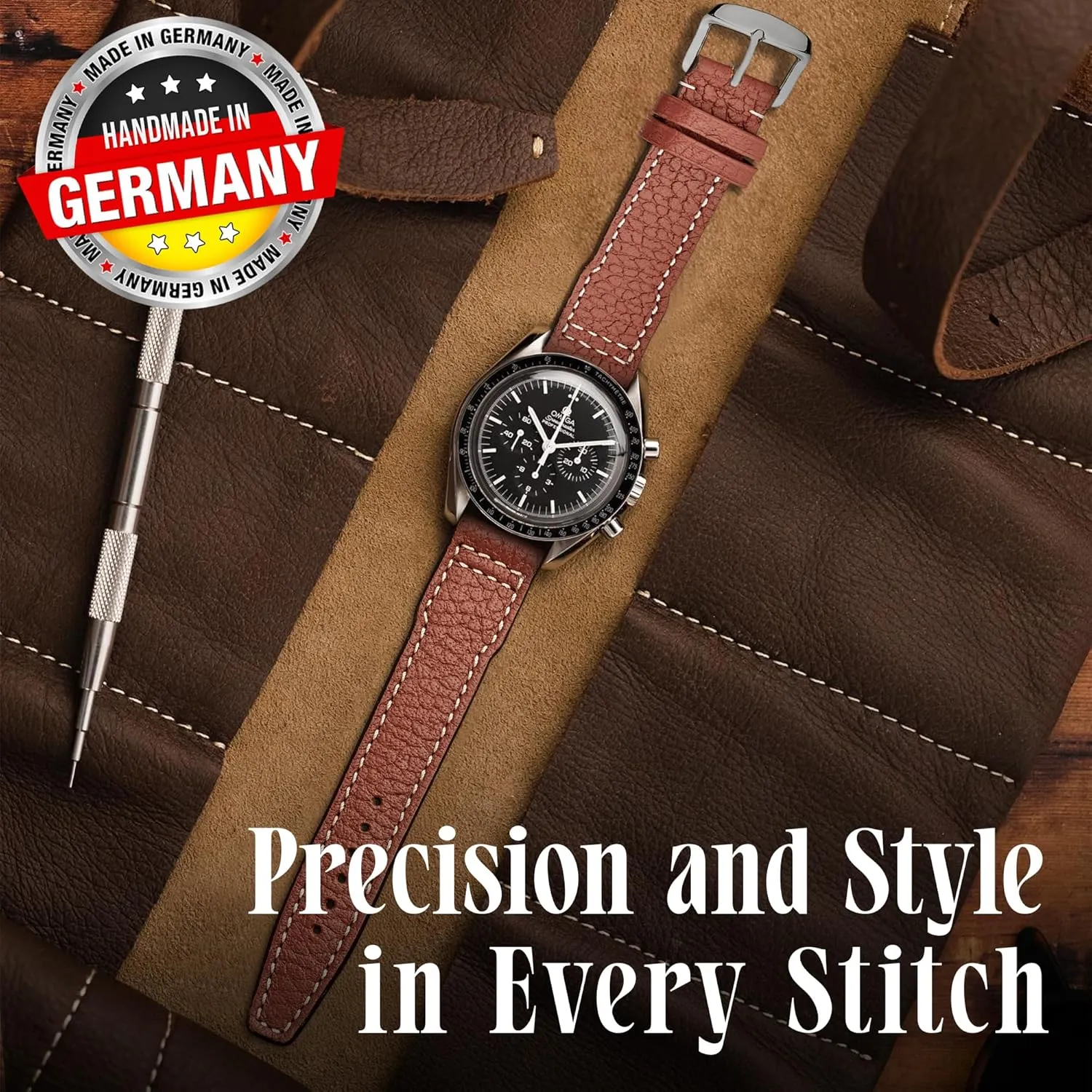 in Germany Typhoon Genuine Buffalo Leather drive coexist ammonia coconut Watch Strap - Quick Release Watch Band - High-Grade Leather Watch Band for Men & Women - Compatible with Regular & Smart Watches - Made 