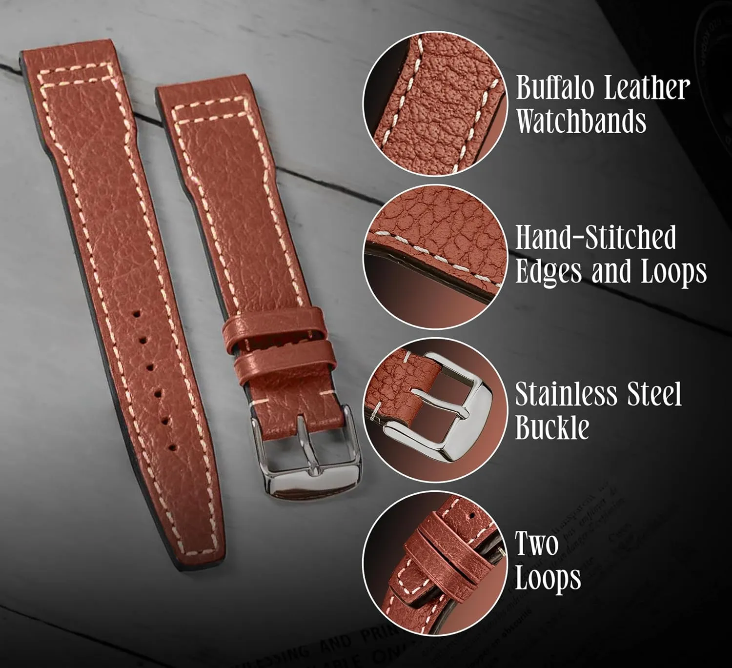in Germany Typhoon Genuine Buffalo Leather drive coexist ammonia coconut Watch Strap - Quick Release Watch Band - High-Grade Leather Watch Band for Men & Women - Compatible with Regular & Smart Watches - Made 