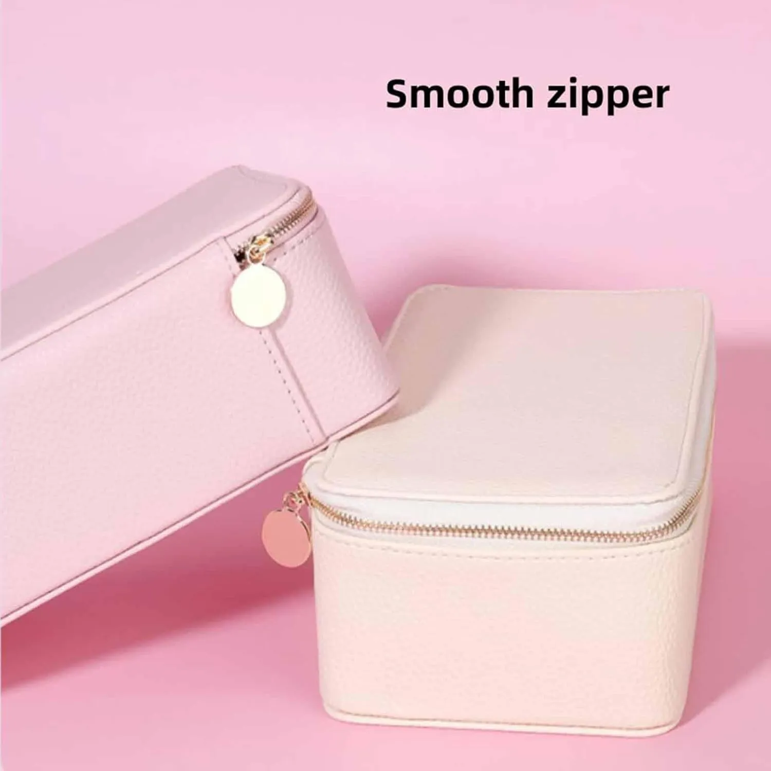 in Separate Bags, Large Capacity proper Waterproof, Familiarn Travel Jewelry Box with Small Pouches, Large Capacity Waterproof Familiarn Jewelry Case for Earring (Pink) with 12-piece set 