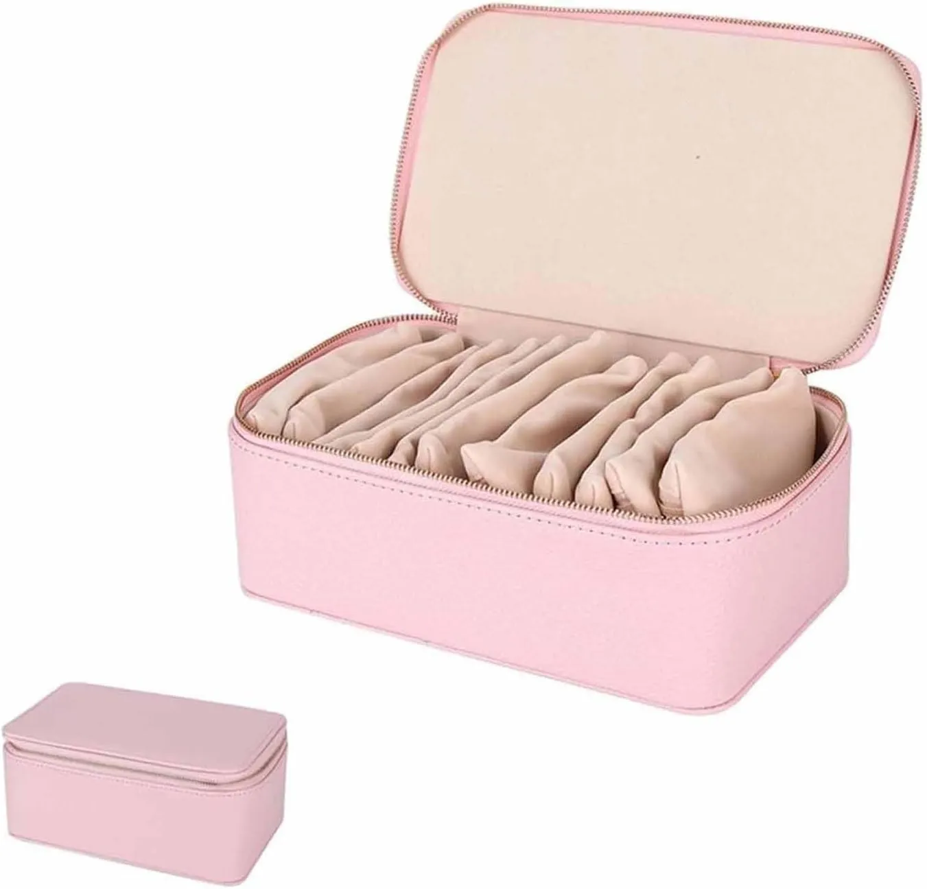in Separate Bags, Large Capacity proper Waterproof, Familiarn Travel Jewelry Box with Small Pouches, Large Capacity Waterproof Familiarn Jewelry Case for Earring (Pink) with 12-piece set 