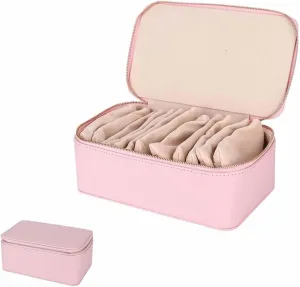 in Separate Bags, Large Capacity proper Waterproof, Familiarn Travel Jewelry Box with Small Pouches, Large Capacity Waterproof Familiarn Jewelry Case for Earring (Pink) with 12-piece set 