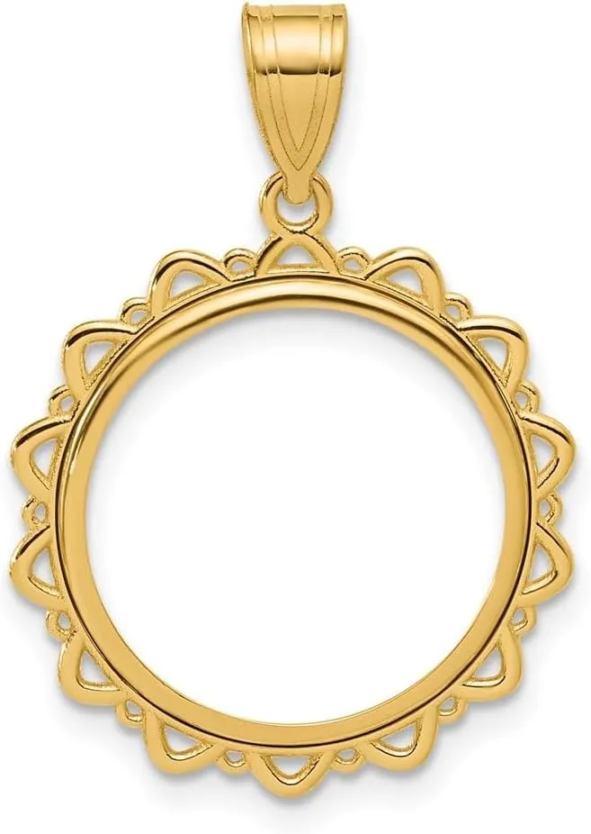 inhabitant Multi Arch with 16.5mm Prong Coin Bezel Charm Pendant (L- 29.1mm, W-20.8mm) 14K Yellow Gold Polished 