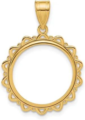 inhabitant Multi Arch with 16.5mm Prong Coin Bezel Charm Pendant (L- 29.1mm, W-20.8mm) 14K Yellow Gold Polished 
