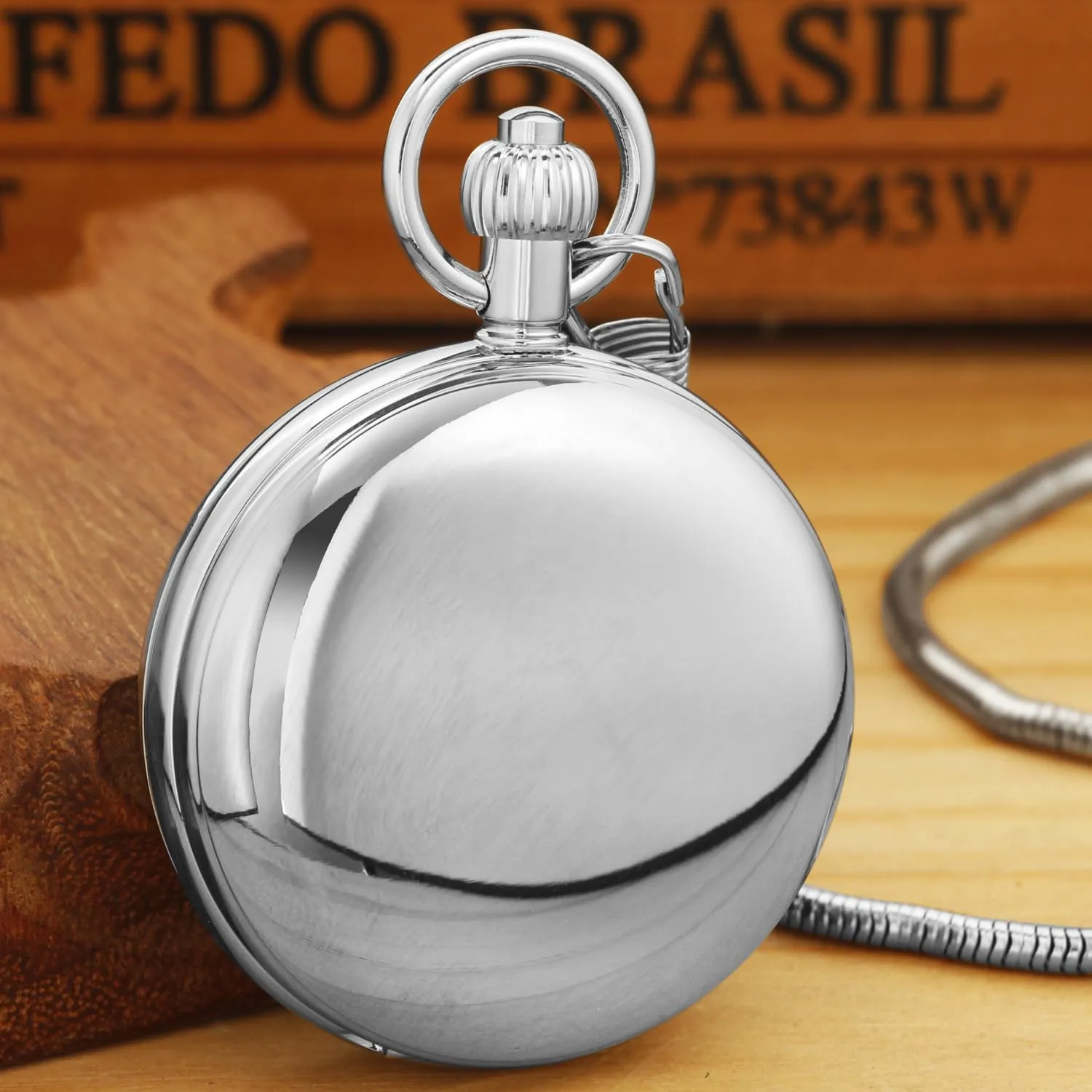 insulate Mechanical Pocket Watch with Chain and Box Elegant Men's 