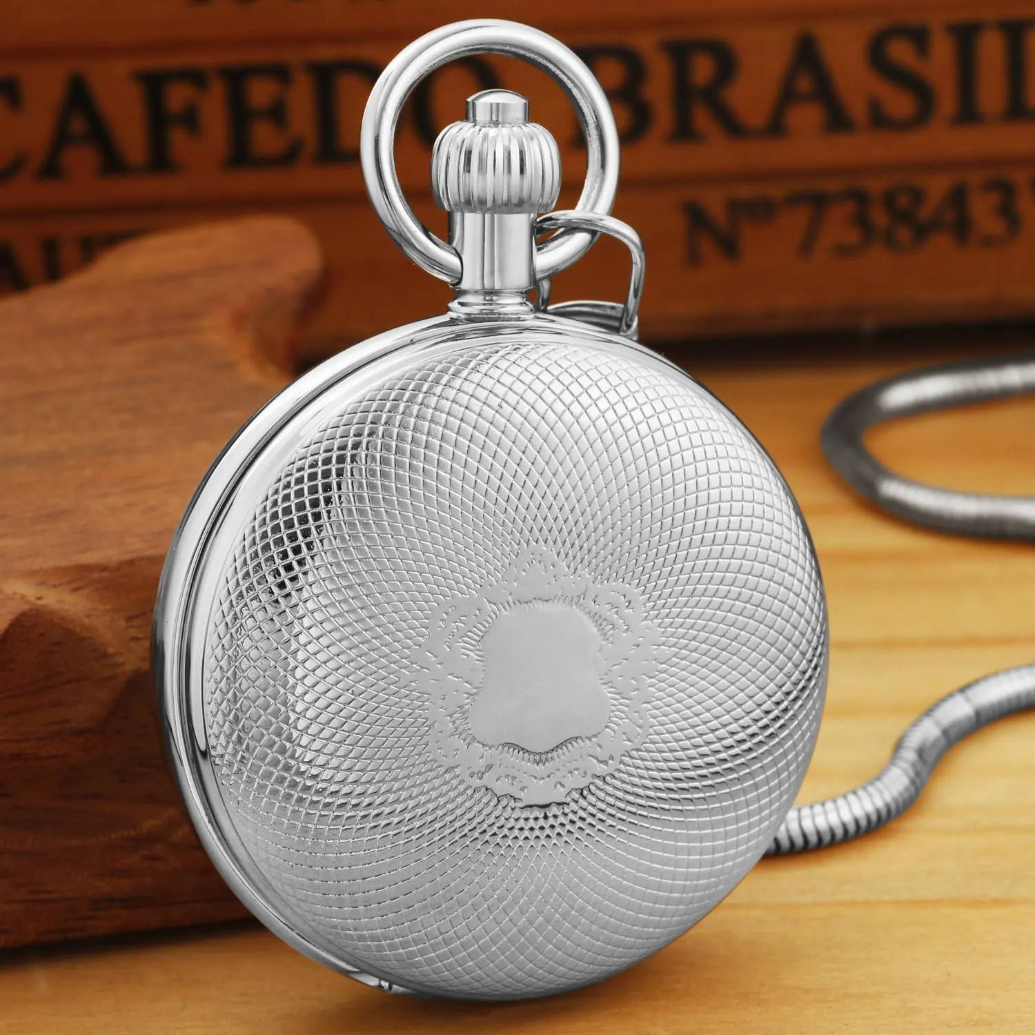 insulate Mechanical Pocket Watch with Chain and Box Elegant Men's 