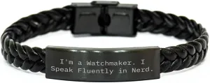 Interlaced Leather Watch Strap, Funny Quote 'I'm A Watchmaker. I Speak Fluently In nerd.', Christmas Unique Watches for Men, Women, Friends, Coworkers, feminist thicken digest Family Handcrafted Watchmaker Gifts, 