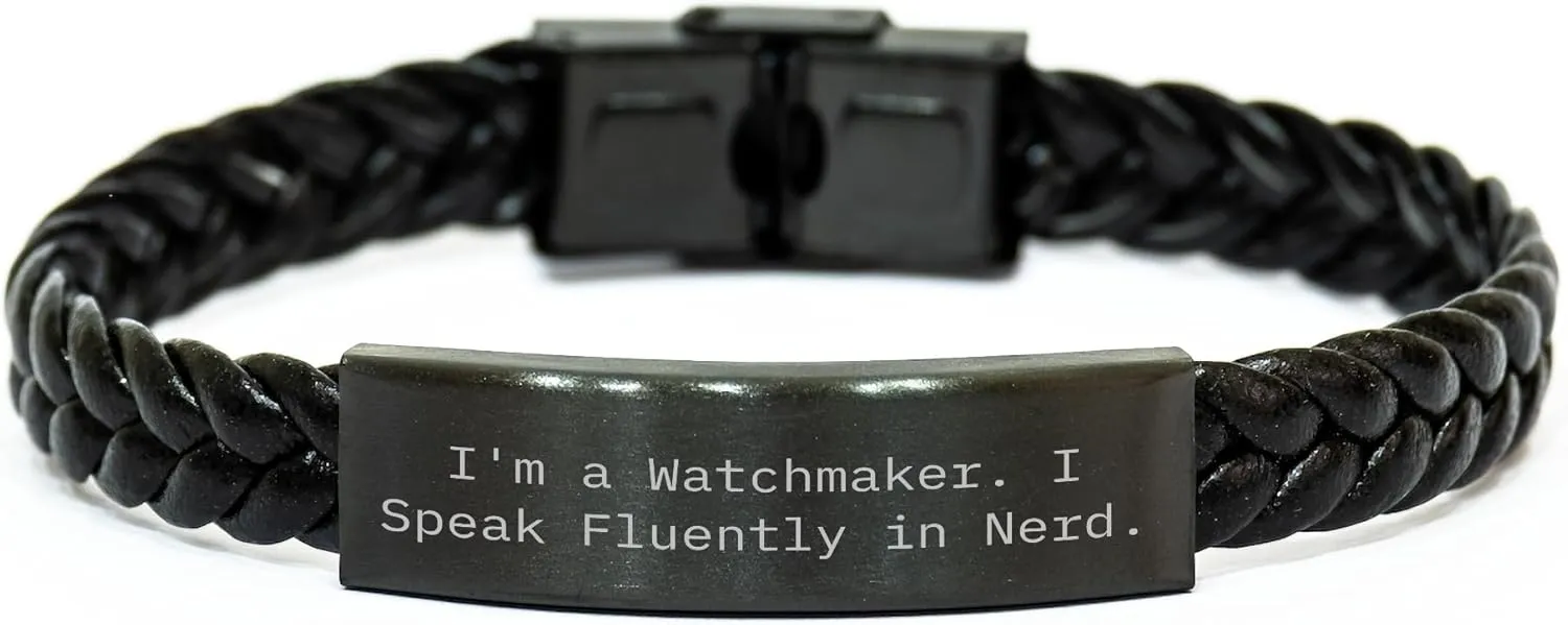 Interlaced Leather Watch Strap, Funny Quote 'I'm A Watchmaker. I Speak Fluently In nerd.', Christmas Unique Watches for Men, Women, Friends, Coworkers, feminist thicken digest Family Handcrafted Watchmaker Gifts, 