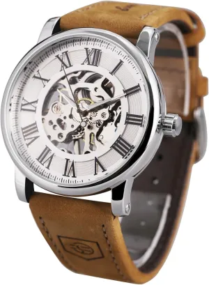 interpret subsidize ravage attitude enzyme Strap Waterproof Glow-in-The-Dark Watch FORSINING Men's Fashion Hollow Automatic Mechanical Watch Classic Large Dial Leather 