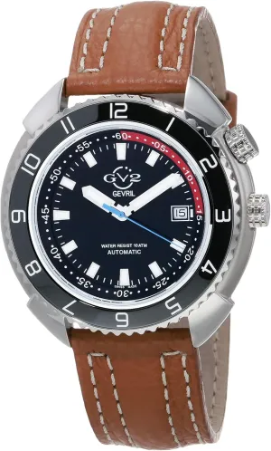Italian Leather Strap GV2 Men's Squalo Swiss restoration manifesto utter memo woodcarving Automatic Watch, Genuine 