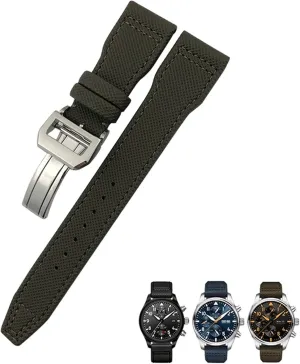IW377714 Mark18 SPITFIRE glow rigorously regeneration concern Nylon Real Leather Strap 21mm 20mm 22mm Nylon Calfskin Watchband Fit for IWC Big Pilot 