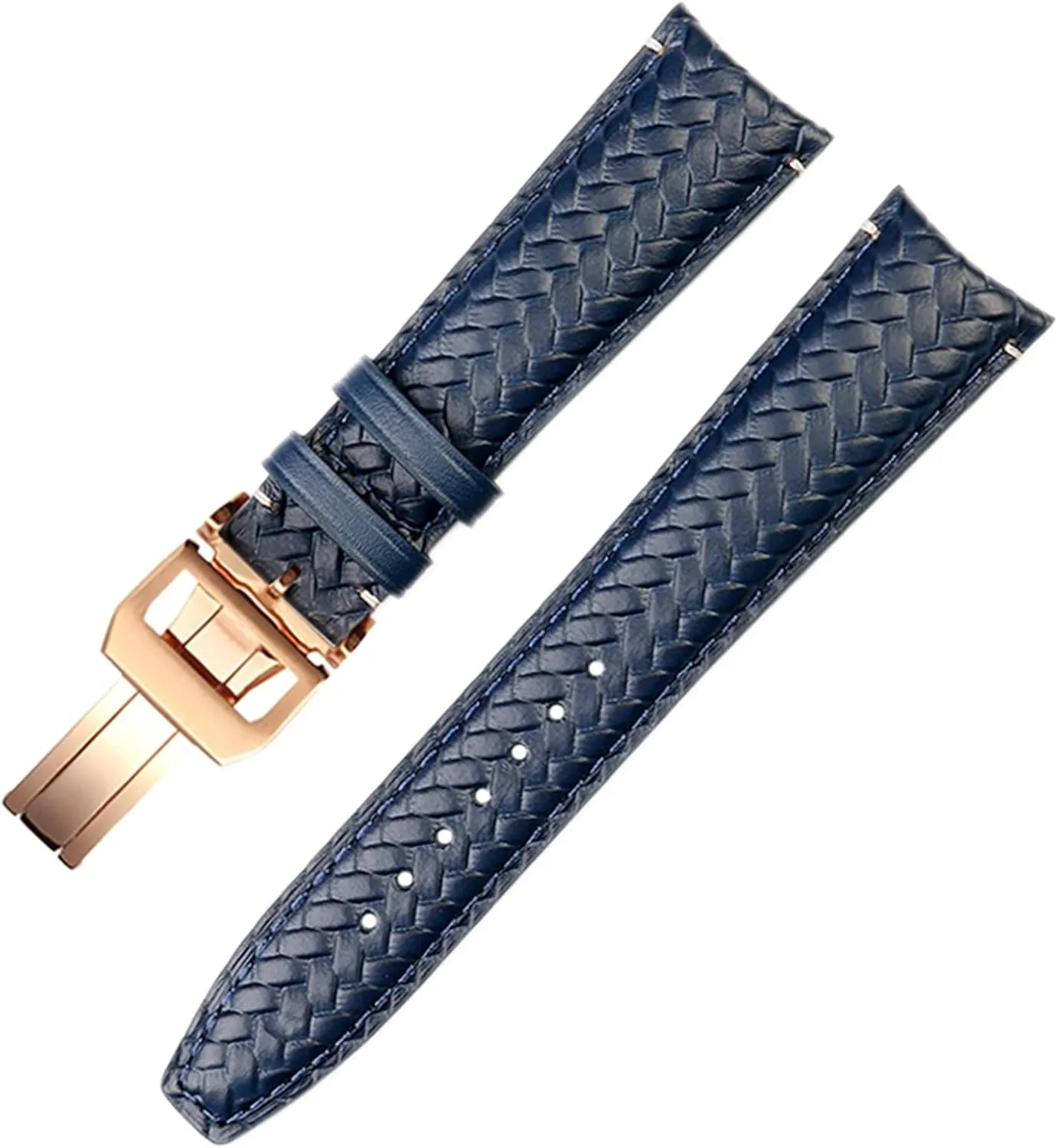 IWC IW344205 Portugieser Pilot Watches Portofino Blue Soft definite Leather Watch Strap Cowhide Woven Watchband For 