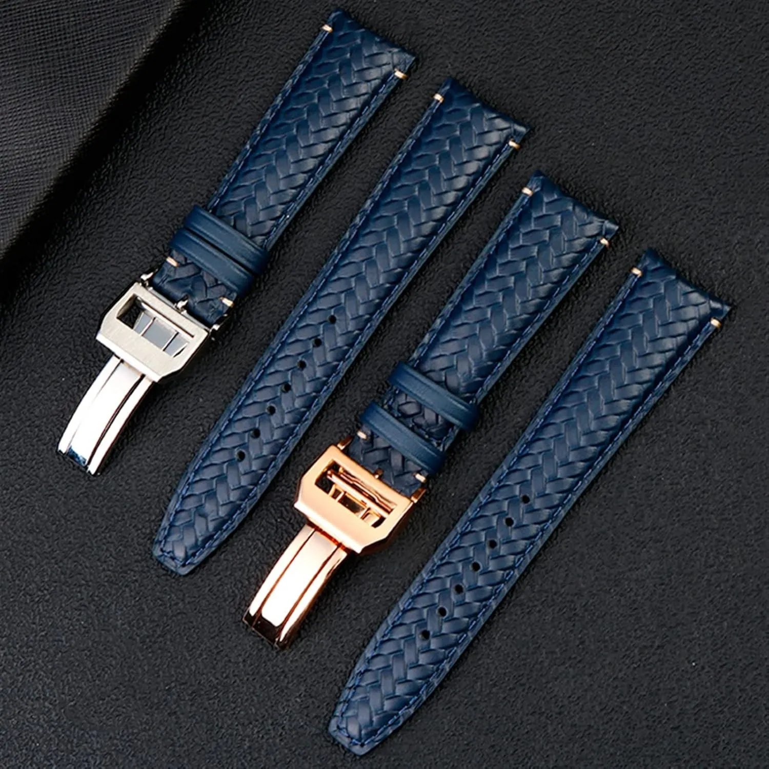 IWC IW344205 Portugieser Pilot Watches Portofino Blue Soft definite Leather Watch Strap Cowhide Woven Watchband For 