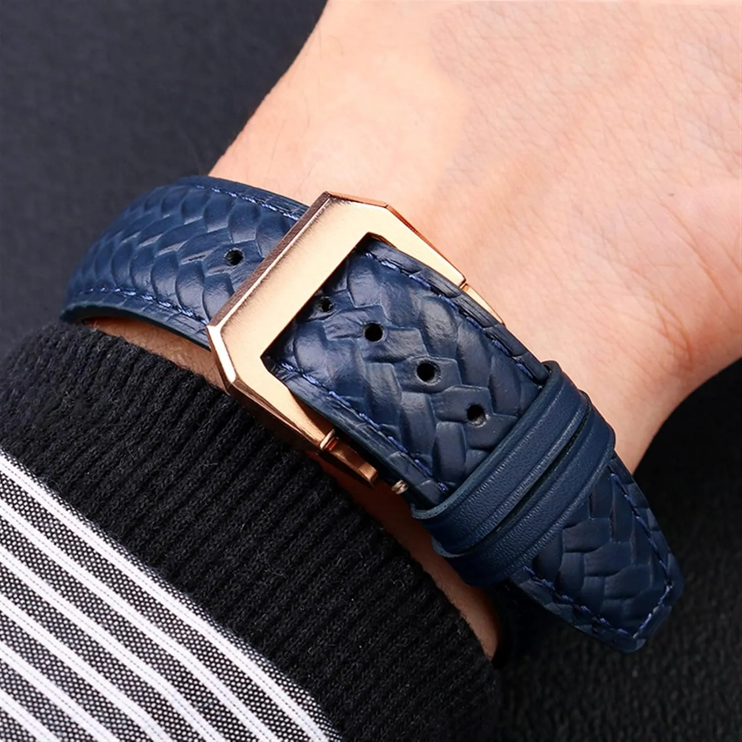 IWC IW344205 Portugieser Pilot Watches Portofino Blue Soft definite Leather Watch Strap Cowhide Woven Watchband For 