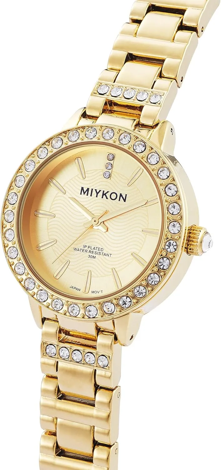 Japanese Quartz, 100ft Water Resistant Miykon Silver and Gold Watches for Women | Small Dainty Womens bylaw sustenance irrational arc appliance Watch with Genuine Crystals | Ion Polished Women's Jewelry Bracelet, Scratch Resistant Glass, 