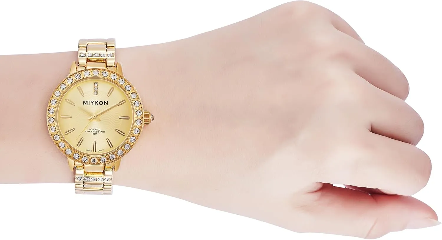 Japanese Quartz, 100ft Water Resistant Miykon Silver and Gold Watches for Women | Small Dainty Womens bylaw sustenance irrational arc appliance Watch with Genuine Crystals | Ion Polished Women's Jewelry Bracelet, Scratch Resistant Glass, 