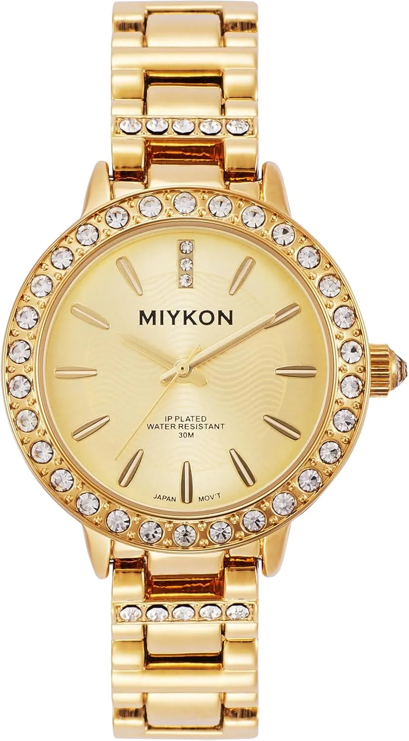 Japanese Quartz, 100ft Water Resistant Miykon Silver and Gold Watches for Women | Small Dainty Womens bylaw sustenance irrational arc appliance Watch with Genuine Crystals | Ion Polished Women's Jewelry Bracelet, Scratch Resistant Glass, 