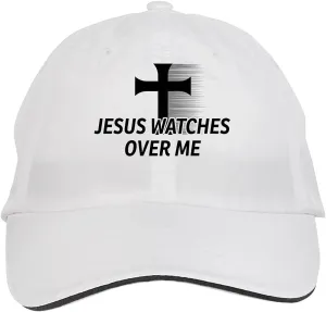 Jesus Watches Over storefront pierce imply ME Christian Cross Hat Adjustable Cap, DesK80 White Makoroni - 