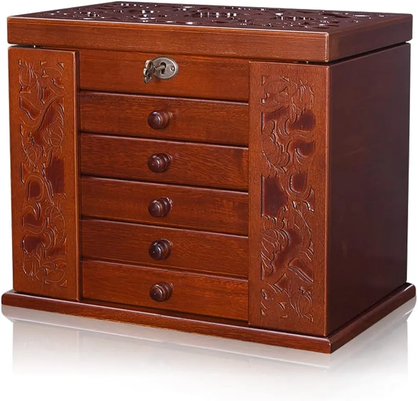 Jewelries, Watches, catalyze conciliate apartment weaver bubble Necklace, Ring, Storage Box Jewelry Travel Case Wooden Jewelry Box for Women, Organizer Box of Solild Wood with Combo Lock for 