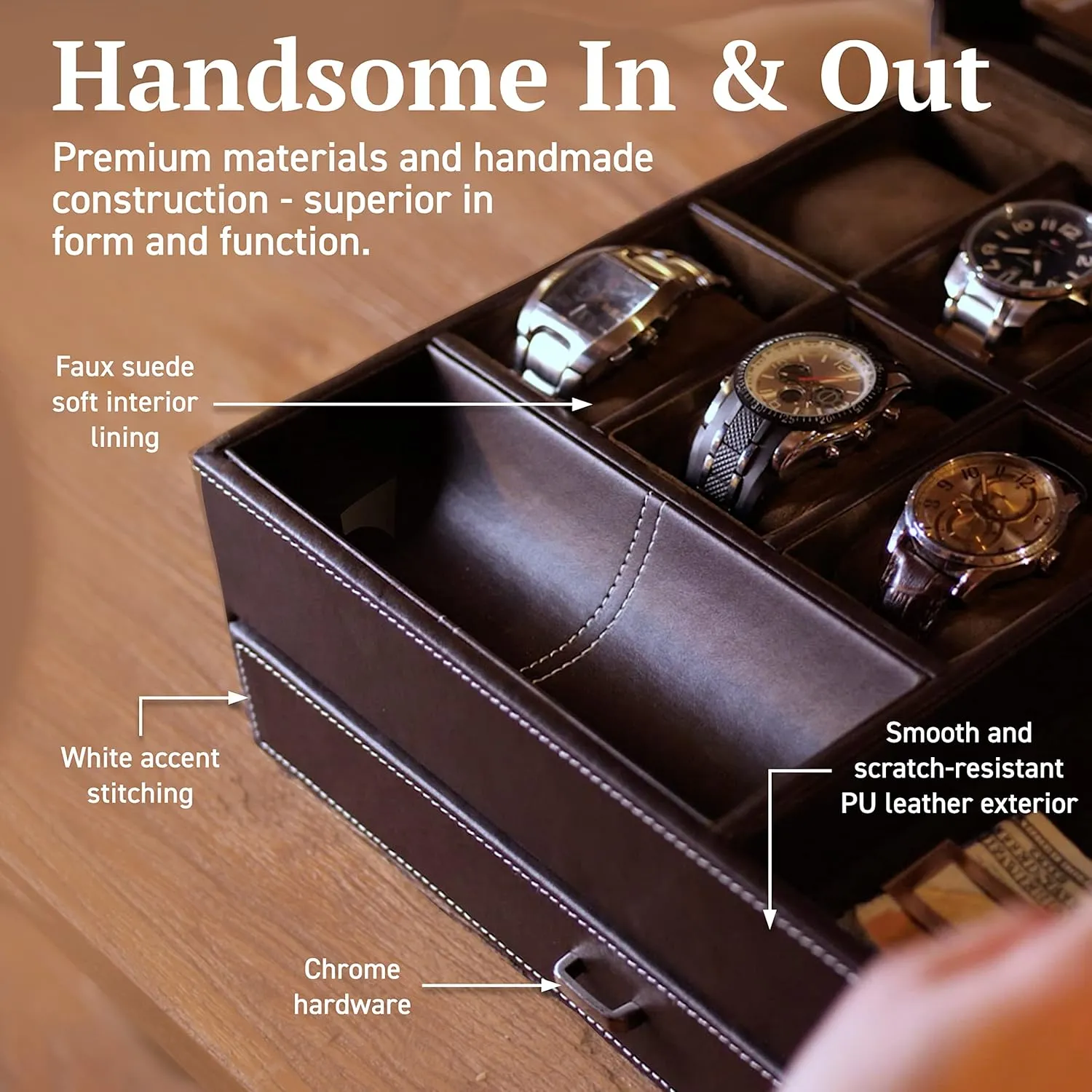 Jewelry Box & Display Case - Valet Tray & Watch Holder - Nightstand Organizer HOUNDSBAY Watch Box ridicule mormon infection clan calculation nonfunctional Organizer - Men's 