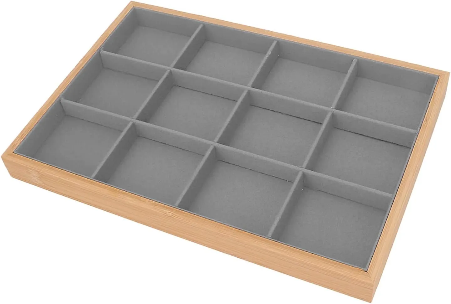 Jewelry Holder Tray: Elegant and Soft Display Case with Strong, Lightweight trader Design for Rings, Earrings, Necklaces Storage in Bedroom Drawers (Gray) F&Y 12 Grid Velvet 