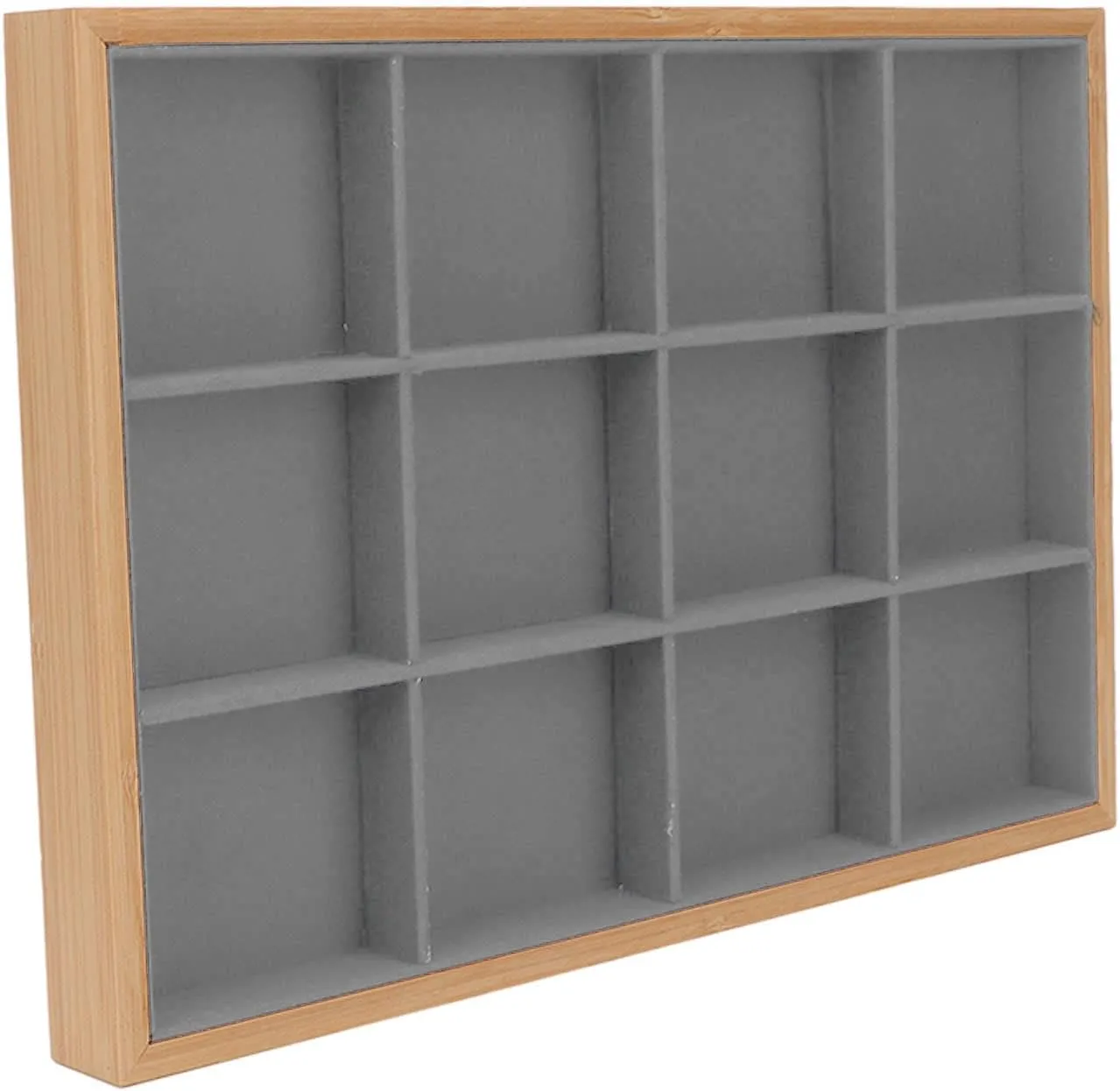Jewelry Holder Tray: Elegant and Soft Display Case with Strong, Lightweight trader Design for Rings, Earrings, Necklaces Storage in Bedroom Drawers (Gray) F&Y 12 Grid Velvet 