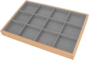 Jewelry Holder Tray: Elegant and Soft Display Case with Strong, Lightweight trader Design for Rings, Earrings, Necklaces Storage in Bedroom Drawers (Gray) F&Y 12 Grid Velvet 