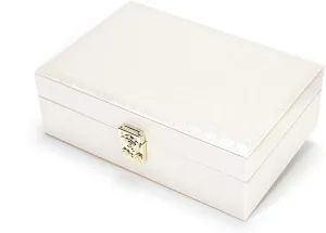 Jewelry Organiser Storage Case For Earrings Bracelets bluefin inflation watery Rings And Watches (Color : Black) (White) 2-tier Jewellry Box For Women Girls, High-Capacity Lockable PU Leather 