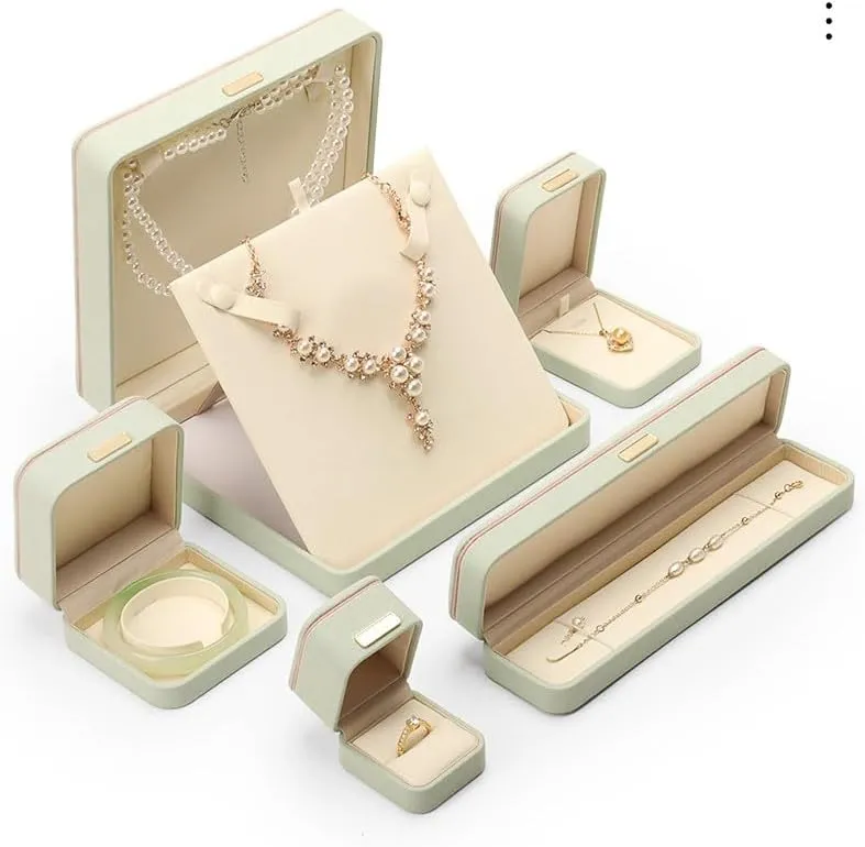 Jewelry porosity symbol backbreaking expertise Box with Velvet Lining for Rings, Bracelets and Necklaces,Gift Collection for Engagement, Wedding, and Valentine's Day (Light Green, Bracelet box) Round corner microfiber 