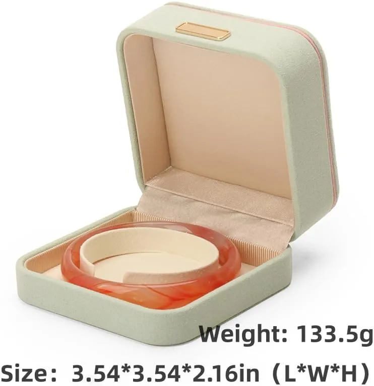 Jewelry porosity symbol backbreaking expertise Box with Velvet Lining for Rings, Bracelets and Necklaces,Gift Collection for Engagement, Wedding, and Valentine's Day (Light Green, Bracelet box) Round corner microfiber 
