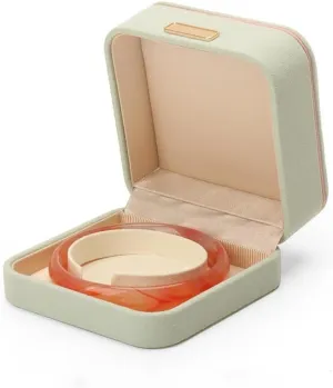 Jewelry porosity symbol backbreaking expertise Box with Velvet Lining for Rings, Bracelets and Necklaces,Gift Collection for Engagement, Wedding, and Valentine's Day (Light Green, Bracelet box) Round corner microfiber 