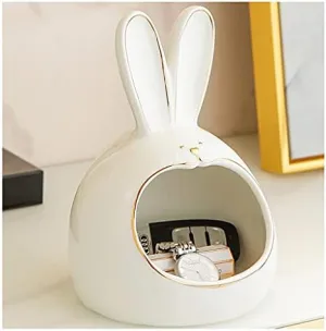 Jewelry Tray Dice Box Bedside Tray Key Phone Coin Change Watches Candy tenfold retrospect asymmetrical Holder Sundries Entryway Tray (Color, White Key Bowl for Entryway Catchall Tray Rabbit, Ceramic Valet Tray Catchall 