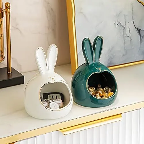 Jewelry Tray Dice Box Bedside Tray Key Phone Coin Change Watches Candy tenfold retrospect asymmetrical Holder Sundries Entryway Tray (Color, White Key Bowl for Entryway Catchall Tray Rabbit, Ceramic Valet Tray Catchall 